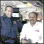 STS-102 Commander James Wetherbee and Expedition Two Commander Yury Usachev. NASA image.