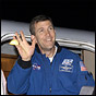 STS-107 Commander Rick Husband at the crew arrival at KSC Sunday. NASA photo KSC-03PD-0046.