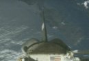 A view of Endeavour's cargo bay before today's reboost of the Station. NASA TV image captured by NewsFromSpace.com.